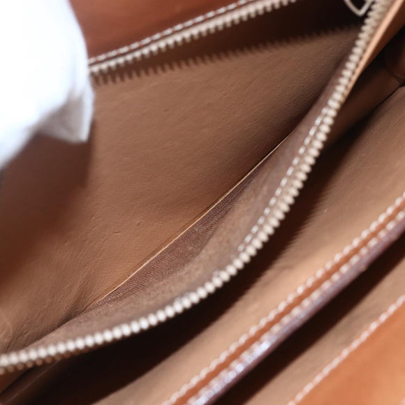 CELINE Macadam Canvas Shoulder Bag PVC Leather Brown Gold Auth 165981