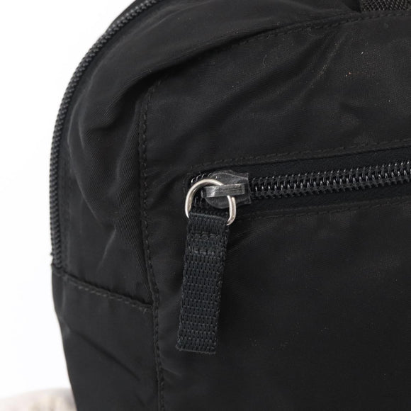 PRADA Hand Bag Nylon Black Silver Auth 165982