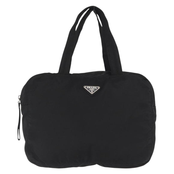 PRADA Hand Bag Nylon Black Silver Auth 165982