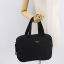 PRADA Hand Bag Nylon Black Silver Auth 165982-25