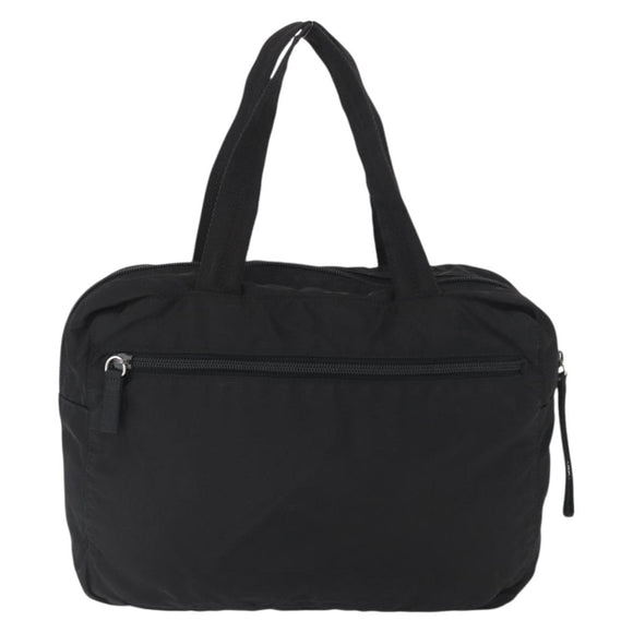 PRADA Hand Bag Nylon Black Silver Auth 165982