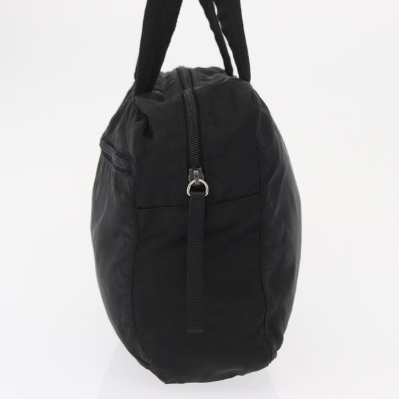 PRADA Hand Bag Nylon Black Silver Auth 165982