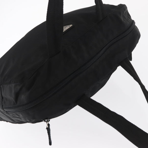 PRADA Hand Bag Nylon Black Silver Auth 165982