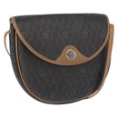 Christian Dior Honeycomb Canvas Shoulder Bag PVC Black Gold Auth 165983-1