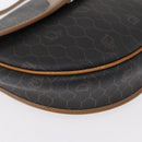 Christian Dior Honeycomb Canvas Shoulder Bag PVC Black Gold Auth 165983-9