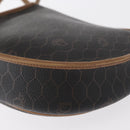 Christian Dior Honeycomb Canvas Shoulder Bag PVC Black Gold Auth 165983-16