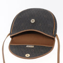 Christian Dior Honeycomb Canvas Shoulder Bag PVC Black Gold Auth 165983-11