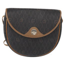 Christian Dior Honeycomb Canvas Shoulder Bag PVC Black Gold Auth 165983-13