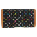LOUIS VUITTON Multicolor Porte Tresor Long Wallet Black M92658 LV Auth 165985V-3