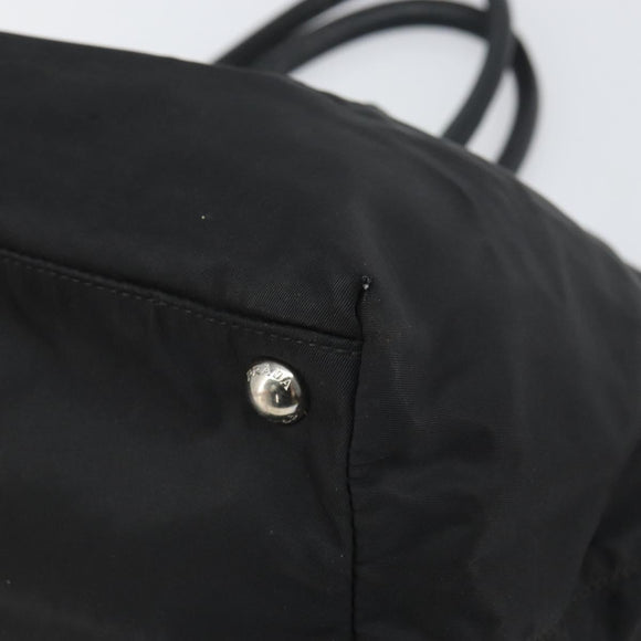 PRADA Hand Bag Nylon Black Silver Auth 165992