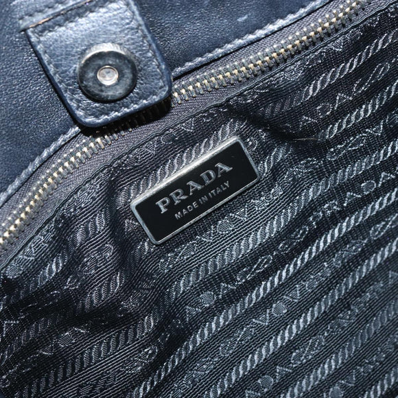 PRADA Hand Bag Nylon Black Silver Auth 165992