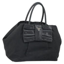 PRADA Hand Bag Nylon Black Silver Auth 165992-1