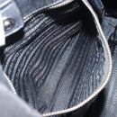 PRADA Hand Bag Nylon Black Silver Auth 165992-24