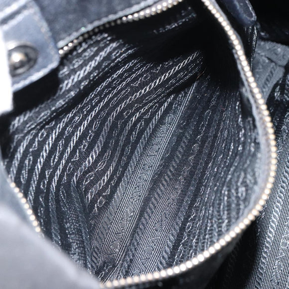 PRADA Hand Bag Nylon Black Silver Auth 165992