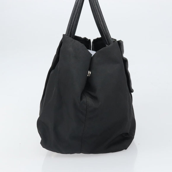 PRADA Hand Bag Nylon Black Silver Auth 165992