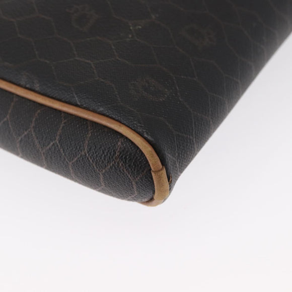 Christian Dior Honeycomb Canvas Shoulder Bag PVC Black Gold Auth 165994