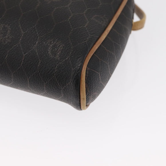 Christian Dior Honeycomb Canvas Shoulder Bag PVC Black Gold Auth 165994