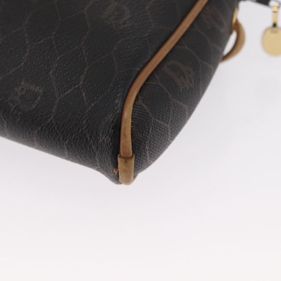 Christian Dior Honeycomb Canvas Shoulder Bag PVC Black Gold Auth 165994