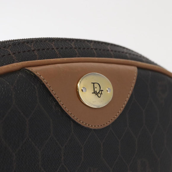 Christian Dior Honeycomb Canvas Shoulder Bag PVC Black Gold Auth 165994