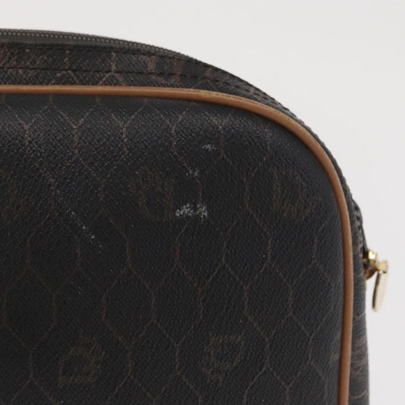 Christian Dior Honeycomb Canvas Shoulder Bag PVC Black Gold Auth 165994