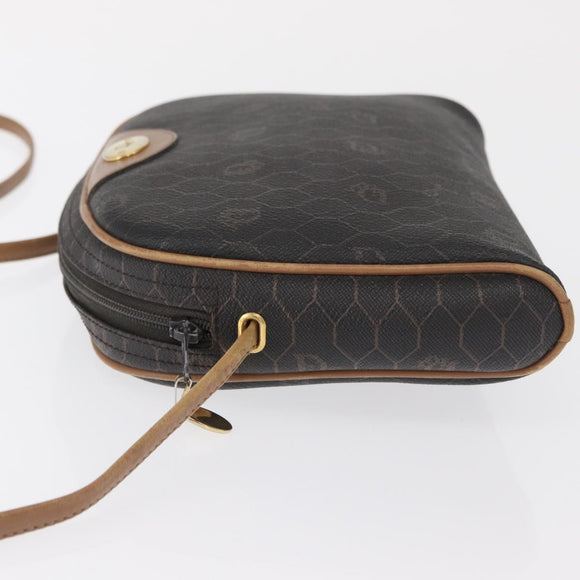 Christian Dior Honeycomb Canvas Shoulder Bag PVC Black Gold Auth 165994