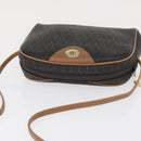 Christian Dior Honeycomb Canvas Shoulder Bag PVC Black Gold Auth 165994-7
