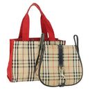 BURBERRY Nova Check Shoulder Bag Canvas 2 Set Beige Auth 165995-1