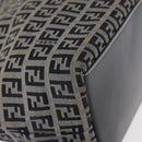 FENDI Zucchino Canvas Hand Bag Navy Silver Auth 166002-9