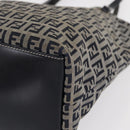 FENDI Zucchino Canvas Hand Bag Navy Silver Auth 166002-14