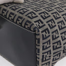 FENDI Zucchino Canvas Hand Bag Navy Silver Auth 166002-16