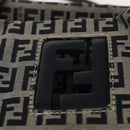 FENDI Zucchino Canvas Hand Bag Navy Silver Auth 166002-17