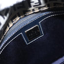 FENDI Zucchino Canvas Hand Bag Navy Silver Auth 166002-10