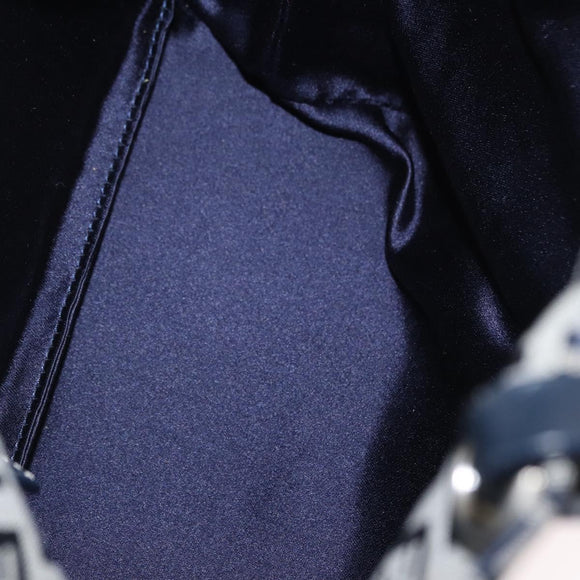 FENDI Zucchino Canvas Hand Bag Navy Silver Auth 166002