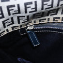 FENDI Zucchino Canvas Hand Bag Navy Silver Auth 166002-20