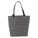 FENDI Zucchino Canvas Hand Bag Navy Silver Auth 166002-2