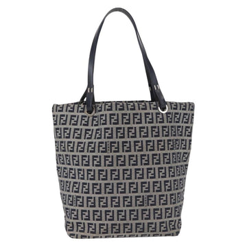 FENDI Zucchino Canvas Hand Bag Navy Silver Auth 166002 - 0