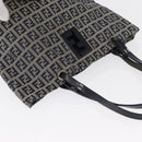 FENDI Zucchino Canvas Hand Bag Navy Silver Auth 166002-6