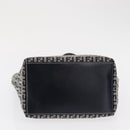 FENDI Zucchino Canvas Hand Bag Navy Silver Auth 166002-5