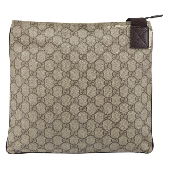 GUCCI GG Supreme Shoulder Bag PVC Beige Silver 141626 Auth 166003