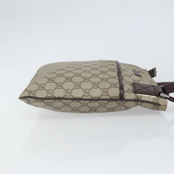 GUCCI GG Supreme Shoulder Bag PVC Beige Silver 141626 Auth 166003
