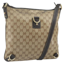 GUCCI GG Crystal Shoulder Bag Coated Canvas Beige Gold Auth 166004