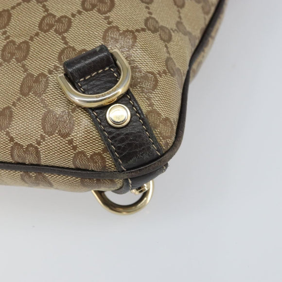 GUCCI GG Crystal Shoulder Bag Coated Canvas Beige Gold Auth 166004