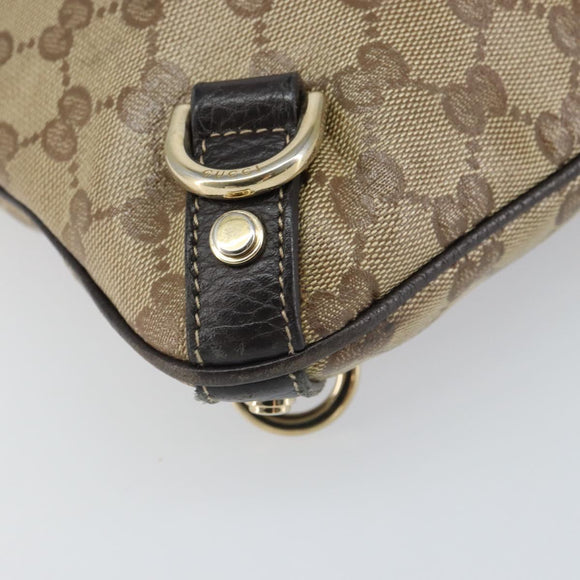 GUCCI GG Crystal Shoulder Bag Coated Canvas Beige Gold Auth 166004