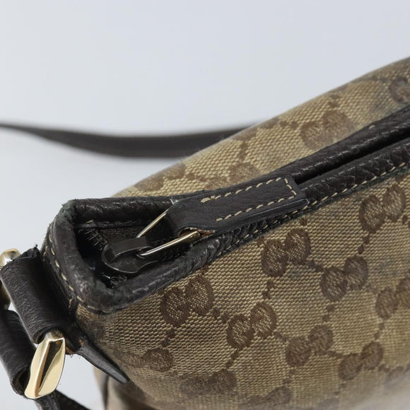 GUCCI GG Crystal Shoulder Bag Coated Canvas Beige Gold Auth 166004
