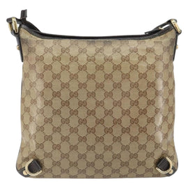 GUCCI GG Crystal Shoulder Bag Coated Canvas Beige Gold Auth 166004 - 0