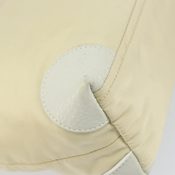 PRADA Shoulder Bag Nylon Leather Ivory Silver Auth 166005