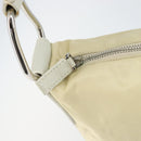 PRADA Shoulder Bag Nylon Leather Ivory Silver Auth 166005-10