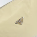 PRADA Shoulder Bag Nylon Leather Ivory Silver Auth 166005-17