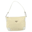PRADA Shoulder Bag Nylon Leather Ivory Silver Auth 166005-13