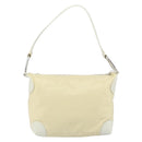PRADA Shoulder Bag Nylon Leather Ivory Silver Auth 166005-2